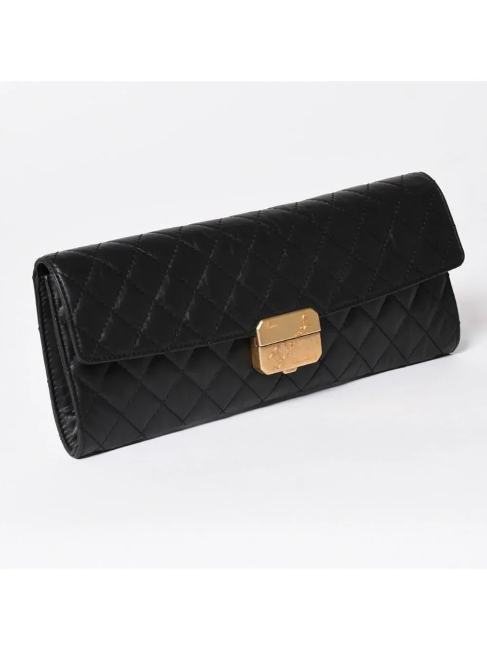 Chanel Metiers D'art Collection Clutch CC Logo Aged Calfskin Black